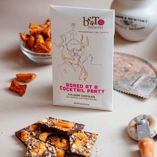 The perfect blend of sweet and savory with our artisan dark chocolate with pretzels and peanut butter.