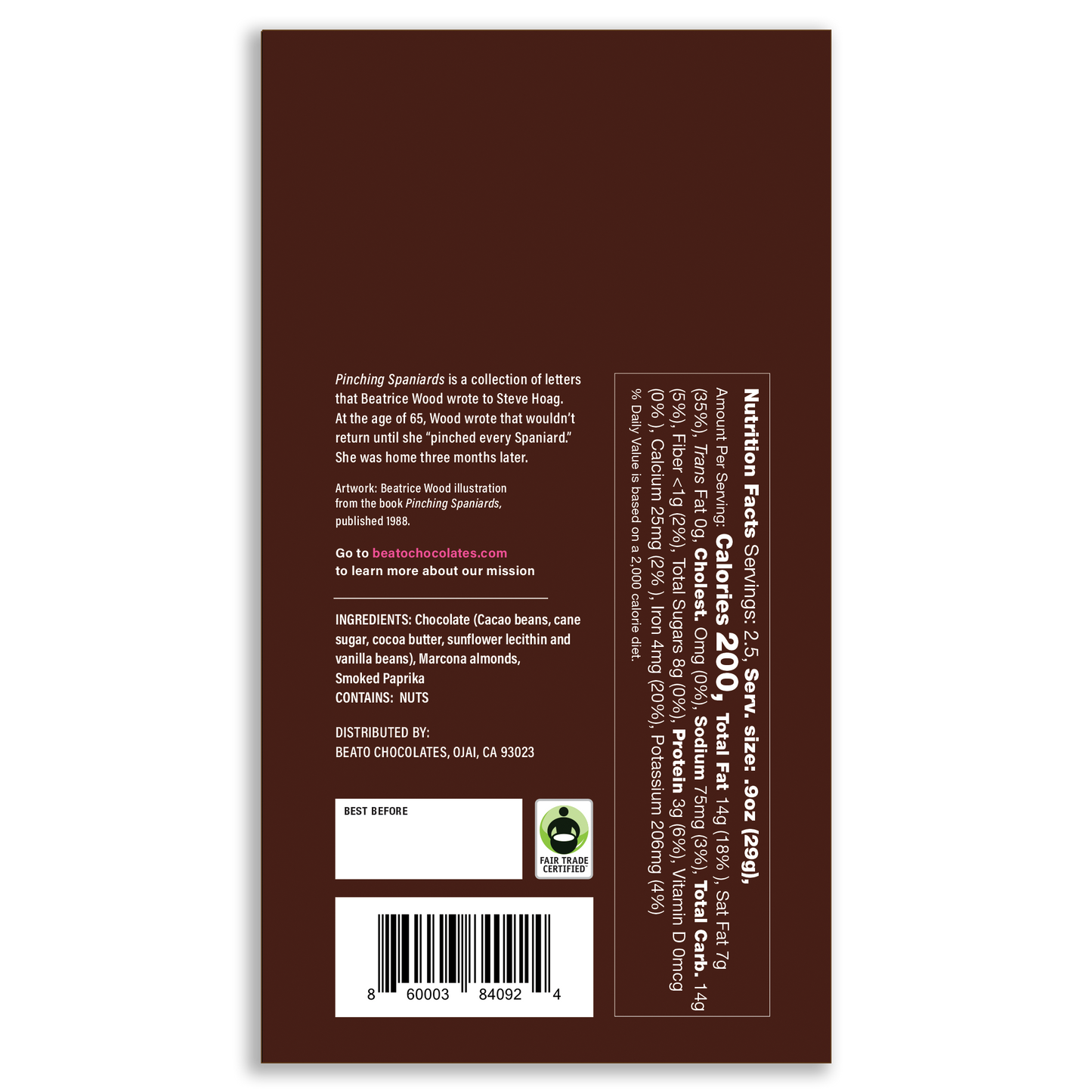 Pinching Spaniards Chocolate Bar